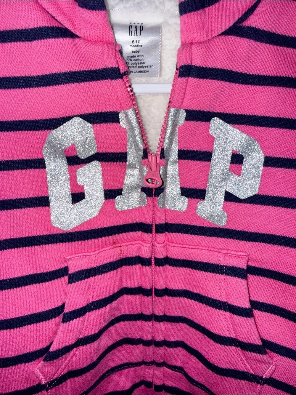 GAP Pink & Black Striped Hooded One-Piece Sleep Sack